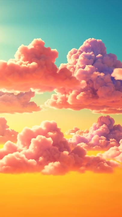Pink and gold clouds drifting across a vertical sky
