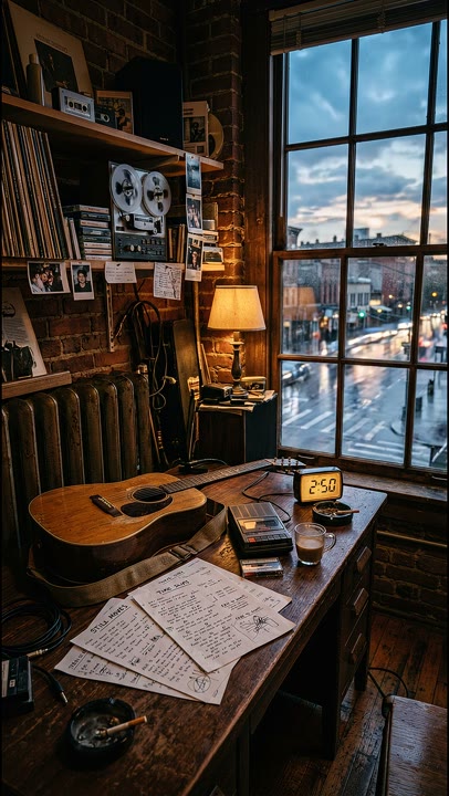 A reading room by a window with changing light