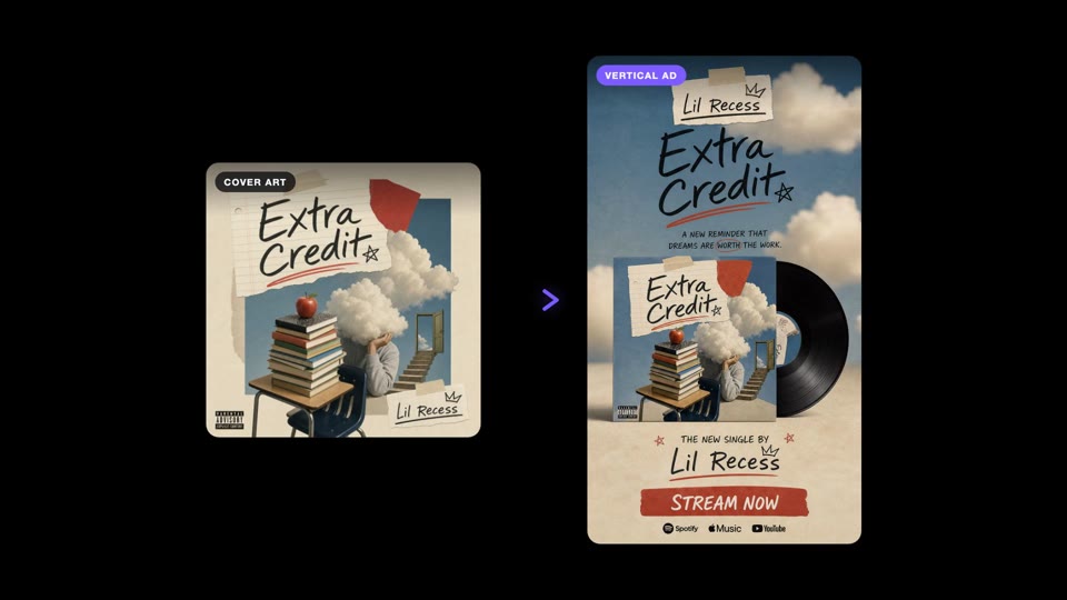 Lil Recess artwork transformed into a vertical release ad