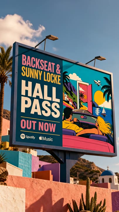 Hall Pass artwork shown on an outdoor billboard