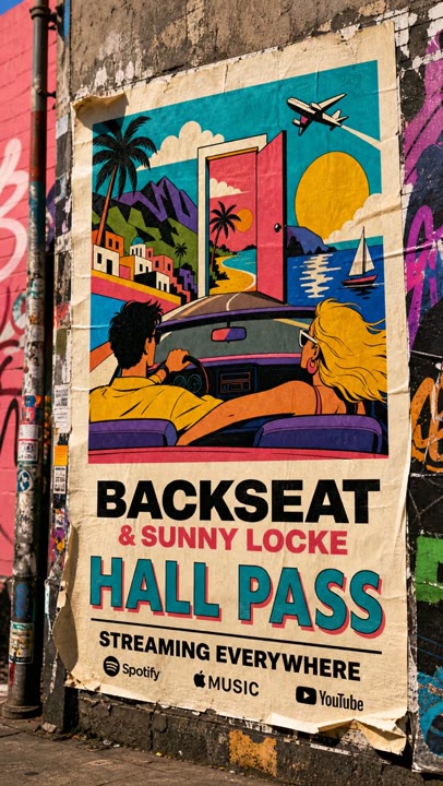 Hall Pass artwork on a moving street poster