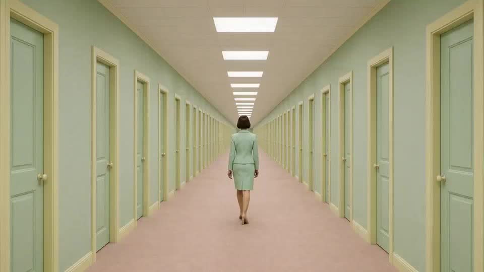 A second cinematic scene with the same pastel visual direction